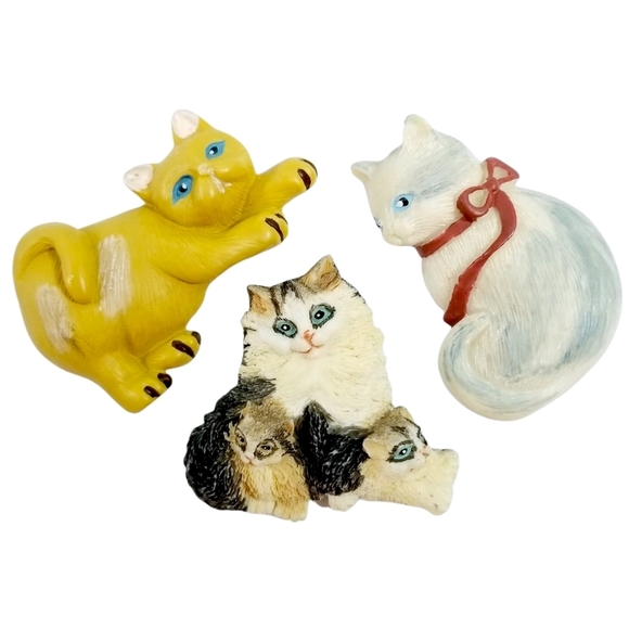 Vintage Other - Set of 3 Vintage Cat Refrigerator Magnets